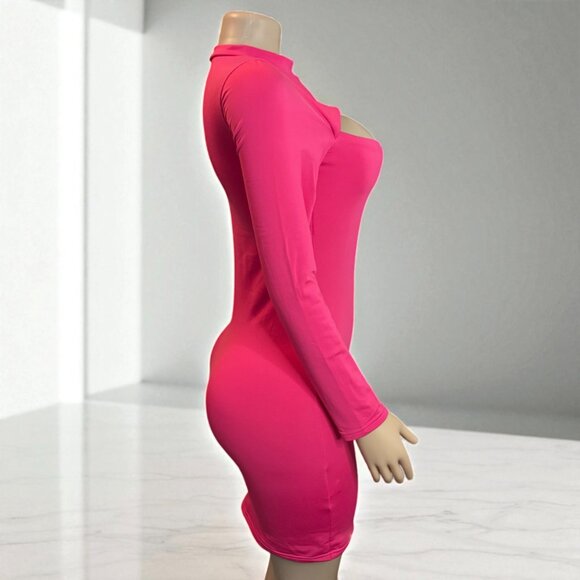 Solid Pink Cut Out Mini Dress - Picture 3 of 7